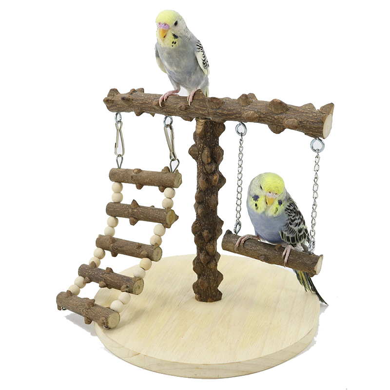 天然木の鳥オウムのおもちゃ鳥遊び場クライミングおもちゃオウムスタンドパーチペットトレーニングはしご