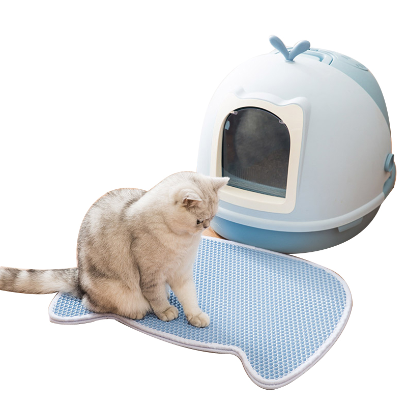 ໂຮງງານຂາຍສົ່ງ Double Layer Waterproof Scatter Control Catcher Litter Tray Box Rug Toilet Box Pet Cat Litter Mat Pads