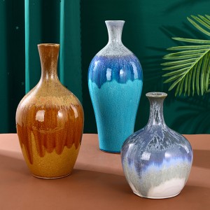 Unregelmäßiger glasierter Keramik-Blumentopf und Vase im antiken Stil, Heimdekoration