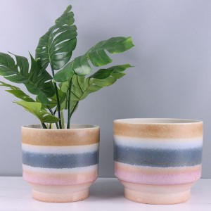 Maceta de cerámica hecha a mano con esmalte reactivo mate para decoración del hogar