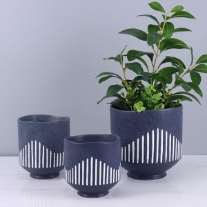 I-Hot Sell Irregular Mouth Matte Dark Gray Ceramic Flowerpot Vase