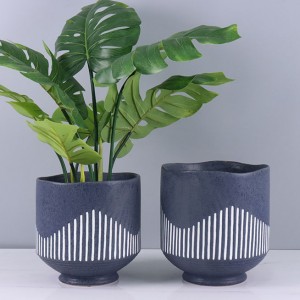 Hot Sell Irregular Mouth Matte Dark Grey Keramik Vas Pot Bunga
