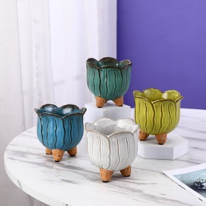 Izimbali ze-Lotus Shape Indoor and Outdoor Decoration, Ceramic Flowerpot & Vase