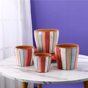 Maceta de cerámica esmaltada hecha a mano de estilo multicolor, maceta esmaltada