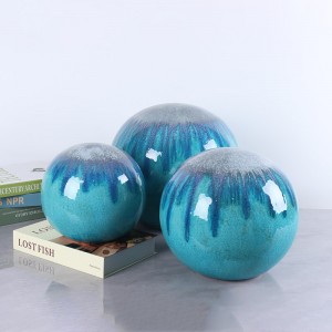 Top i rrumbullakët i qeramikës me glaze reaktive dhe glaze kristali, dekorim shtëpie