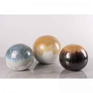 Кръгла топка от керамична реактивна глазура и кристална глазура, декорация за дома
