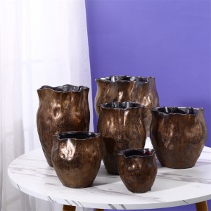 Pote e vaso de cerâmica para decoração de casa com superfície de irregularidade exclusiva