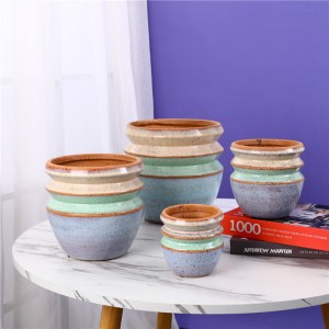 Wangun Unik Multi-werna-werna Gaya Handmade Keramik Gilap Pot Bunga & Vas