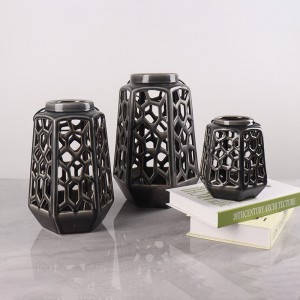 Mofuthu le Memo ea Atmosphere Home Mokhabiso Hollow Ceramic Lanterns