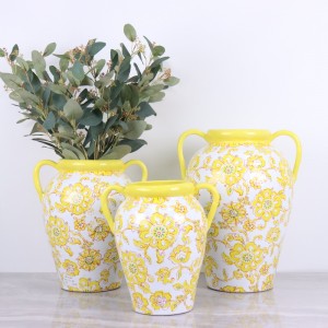 Kertas Bunga Kuning Decals Dekorasi Omah Keramik Pot lan Bangku