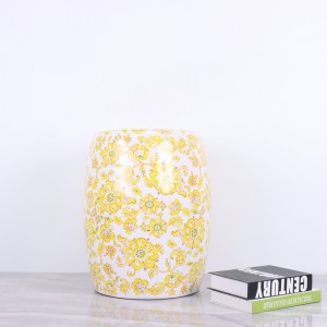 Calcomanías de papel florales amarillas, decoración del hogar, macetas y taburetes de cerámica