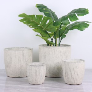 I-Reactive Glaze Light Gray Ceramic Flower Planters