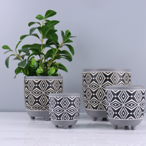ការឆ្លាក់ Deboss & Antique Effects Decor Ceramic Planter