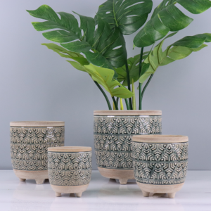 Deboss Carving & Antique Effects Decor Ceramic Planter