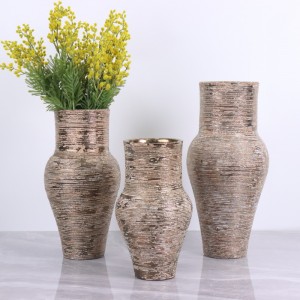 Esmalte Metálico com Efeito Antigo Série de Vasos de Cerâmica Feitos à Mão
