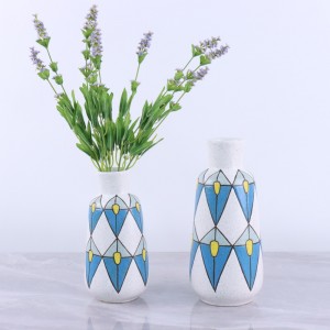 Назик жана Elegant Geometric Pattern Media Size Ceramic Vase Series Кыска сүрөттөмө: