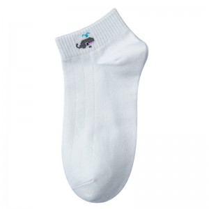 Plain High White Cartoon Cotton Mesh Slip-on Flat Socks For Women