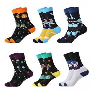 Sifot Spaceman men's middle tube nga gapas nga European ug American personality trend socks wholesale
