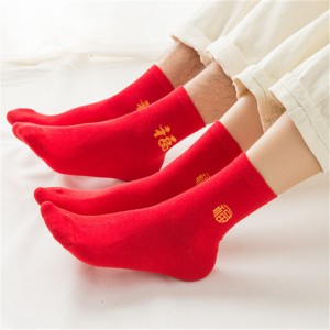 Sifot Suositut punaiset sukat uudenvuoden sukat puuvillaiset hääsukat Juhlasukat Mid-tube Pariskuntasukat tukkumyynti