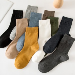 Sifot Wholesale Winter Solid Color Plain Cotton Dress Socks Men Crew Business Fluffy Socks