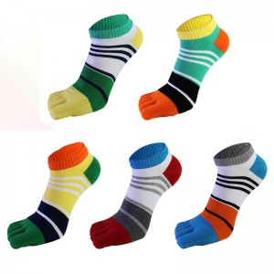 Sifot Großhandel Sommer Mode farbige Baumwolle Knöchel Sport gestreifte Männer fünf Zehen Socken