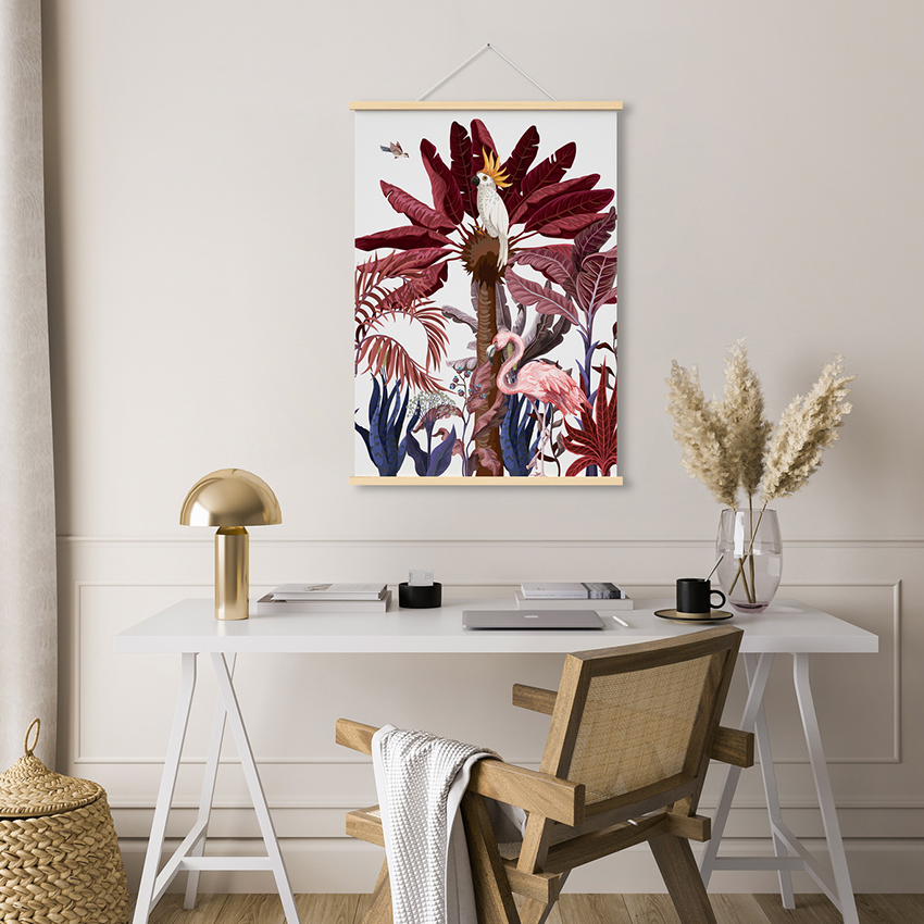 I-Tropical Jungle Scroll Canvas Painting