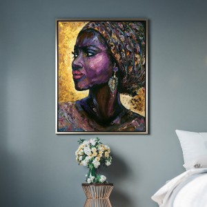 Inramad svart kvinna oljemålning