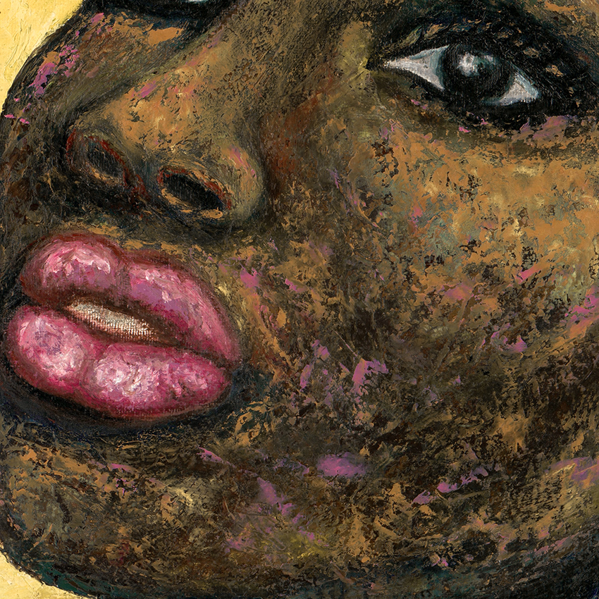 Обрамленная картина маслом черной женщины