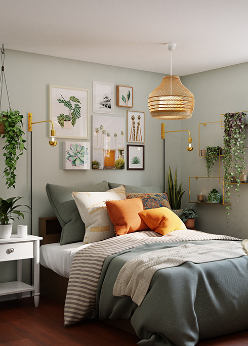 침실을 풍요롭게 하는 식물용 햇빛 램프
