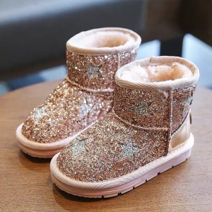 可愛的冬季保暖兒童雪地閃光靴