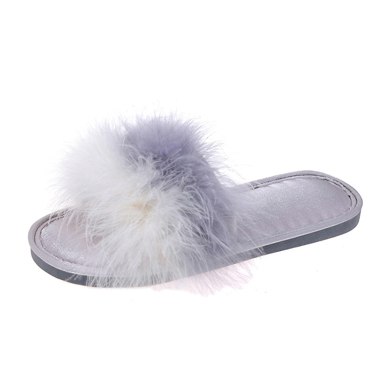 Ejiji Fluffy Feather One Strap Wedding Party Bridesmaid Satin Slides Bride Slippers Featrated Image