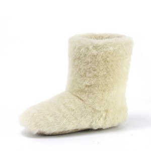 Botas de interior de lana de piel peluda cálida de invierno con suela exterior de ante de vaca acogedora para mujer personalizadas