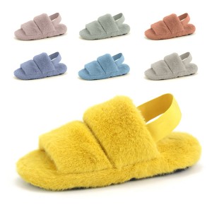 Custom Soft Indoor Outdoor Fluffy Ditiru Mink Wulu Sandal kanggo Ladies
