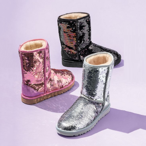 OEM ti o tọ Gbona abe ita Classic Glitter Snow Sequin Sparkle Pink Women's Winter Boots
