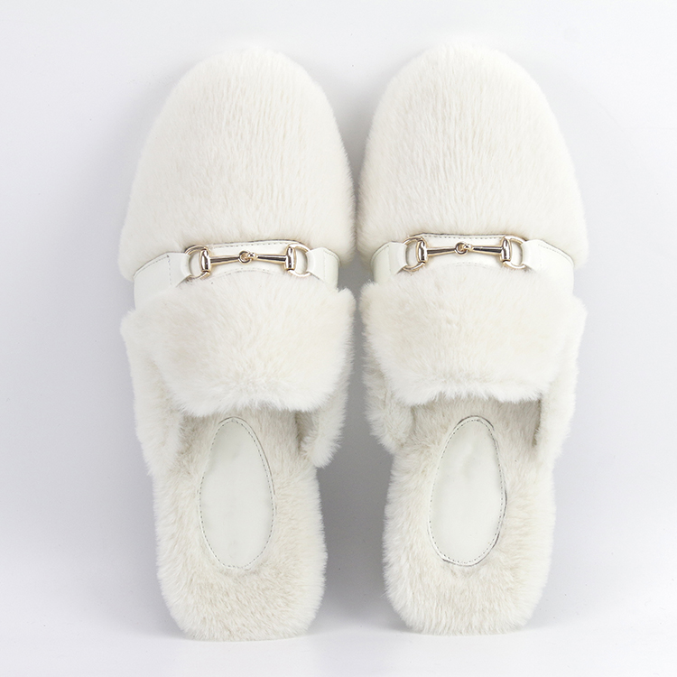 Ladies Fashion Faux Mink Fur Slides Slippers with Buckle Featured Image