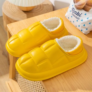 Outdoor Wear Fashion Thick Sole Waterproof EVA Upper Soft Memory Faom Cotton Puff Slides Slippers