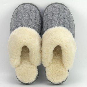 Fluffy Indoor Vegan Fur Slippers knitted ji bo Jinan