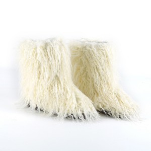 លក់ដុំ Fluffy Fuzzy Fashion Fur Winter Warm Indoor Outdoor ស្បែកជើងកវែងព្រិល