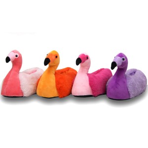Jiilaal qurxoon oo diirran oo jilicsan Hal Cabir Guri Plush Animal Cute Flamingo Slippers