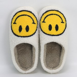 Grosir Fashion Winter Anget Soft Hot Happy Smiley Face Slides Pasangan Smile Sandal