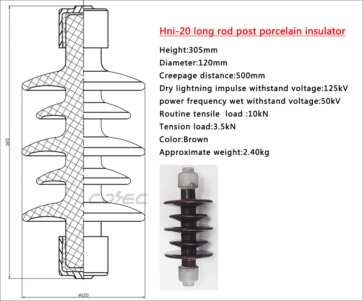 Hni-20 lång stavstolpe i porslinsisolering ( (7)
