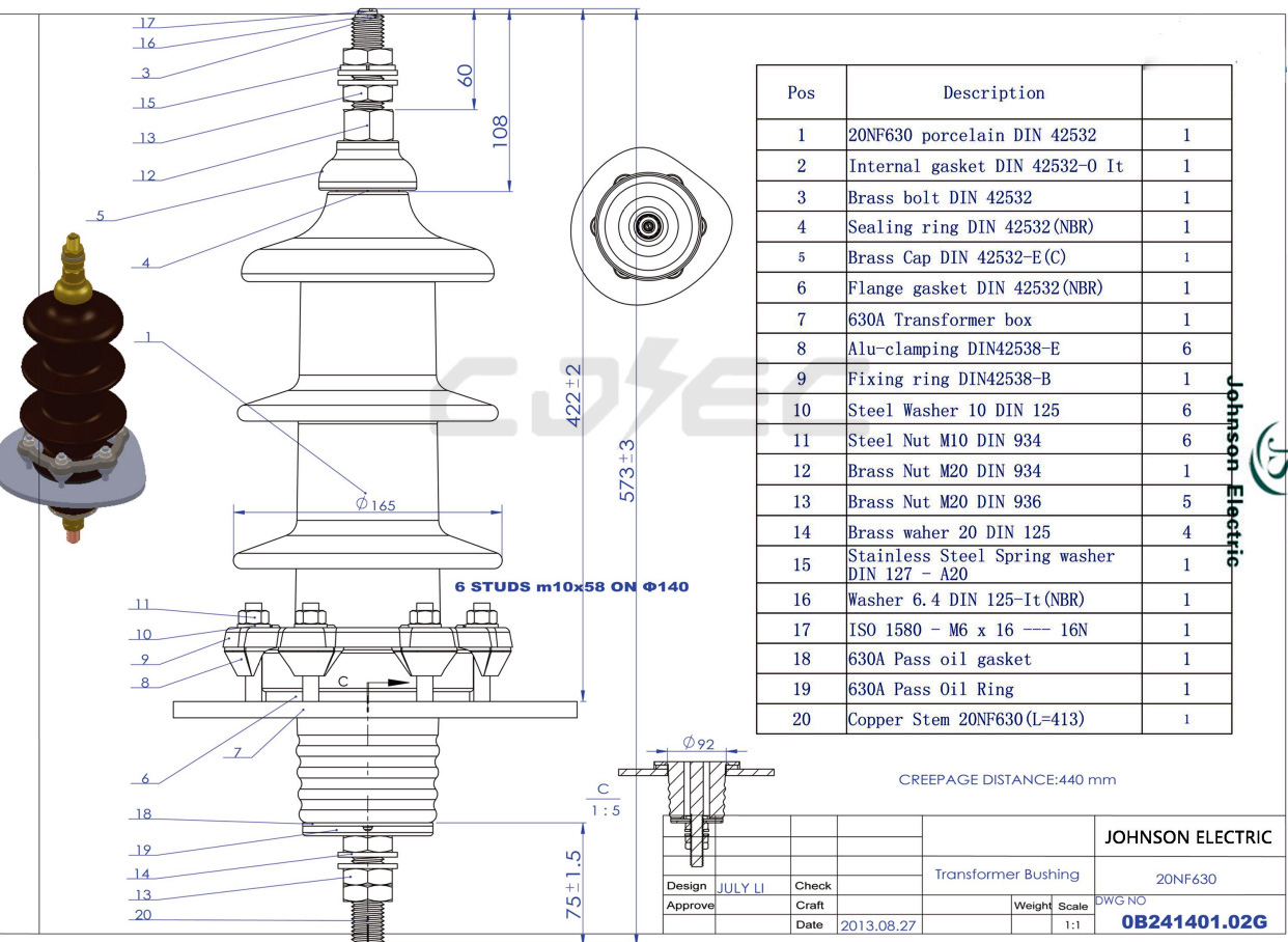 24kv 20NF250 High Voltage Transformer Porcelain Bushing (4)