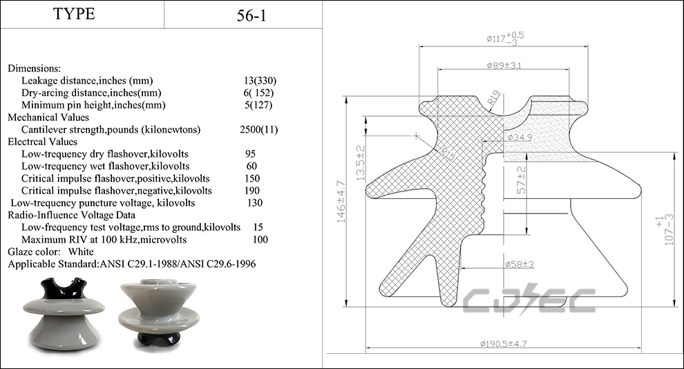 23kv 11kn ANSI 56-1 Taas nga boltahe nga Pin Type Porcelain Insulator (8)