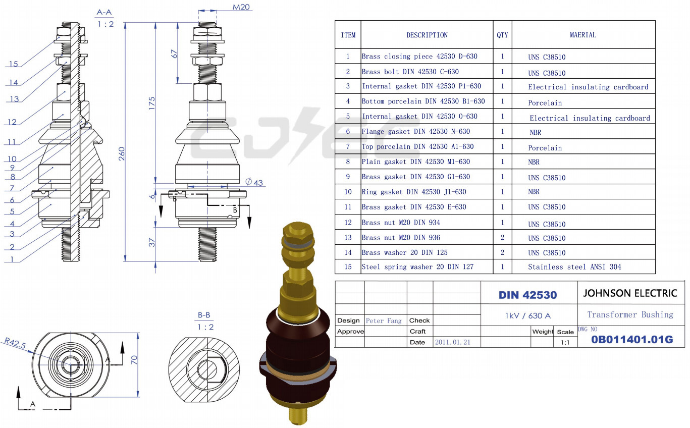 Casquillo de transformador de porcelana 1KV Dt1 DIN 42530 (3)