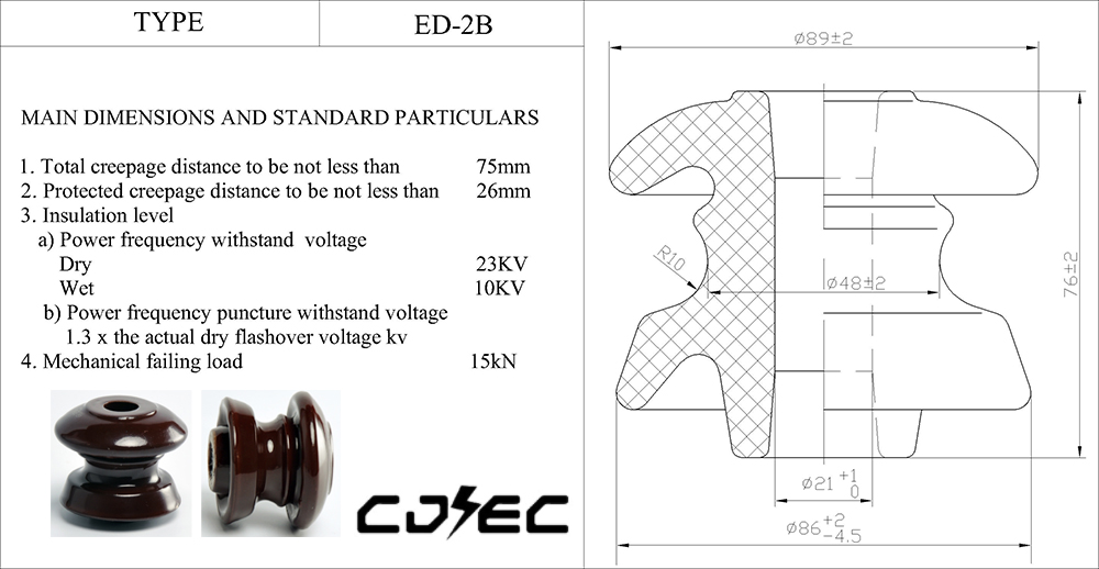 ED-2B нисконапонски порцелански керамички окови изолатор (6)