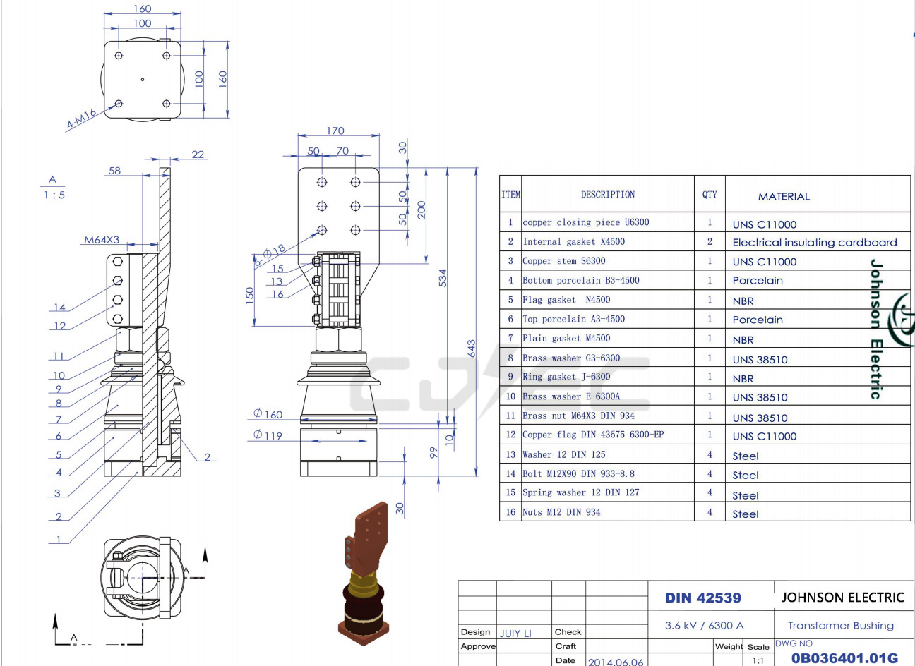 Boccola per trasformatore in porcellana DIN 42539 3KV Dt1 (4)