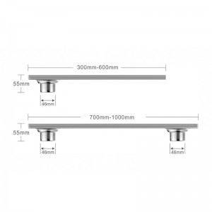 Customize different size bathroom water drainage stainless steel slim long liner linear rectangular floor drain with round holes