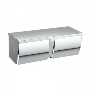 Stainless Steel Double Toilet Paper Roll Holder with Shelf Wall Mounted for Bathroom