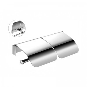 Double Roll Toilet Paper Holder Wall Mount, Brushed Nickel 2 in 1 Tissue Roll Holder SUS304 Stainless Steel Towel Bar for Bathroom Kitchen