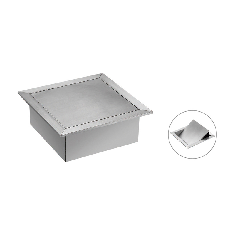 Counter top square kitchen bathroom recessed bulit-in stainless steel flip lid trash bin cover Featured Image